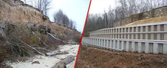 Укрепление берега шпунтом